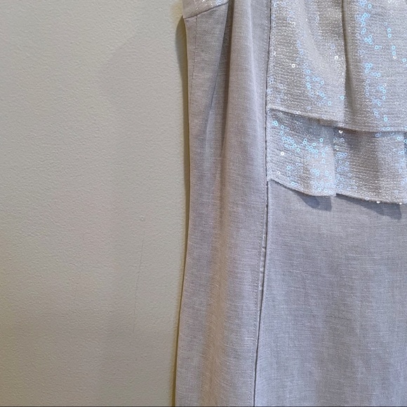 Badgley Mischka Linen Sequin Dress - Picture 4 of 12